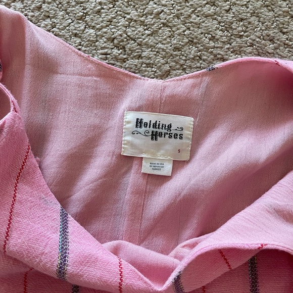 Pink dress from Anthropologie, size S, metallic vertical stripe fringe cowgirl - Picture 3 of 3